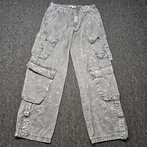 Angel Kiss Cargo Jeans Women’s 9 Black Acid Wash Stretch Denim Y2K Utility